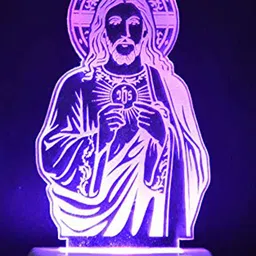 NMII Red & Blue Printed Jesus Acrylic 3D Illusion Plug Night Lamp-24