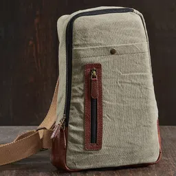 Mona B Green Upcycled Canvas Messenger Crossbody Bag with Stylish Design-41