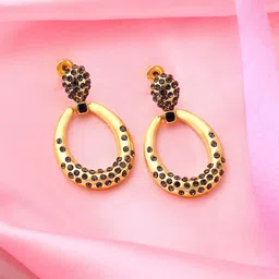 Estele Gold-Plated Crystals Contemporary Drop Earrings-45
