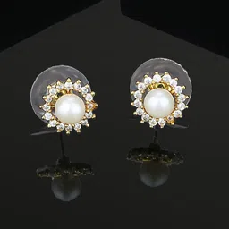 Estele Gold-Plated Floral Studs Earrings-17