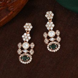 Estele Rose Gold-Plated Contemporary Drop Earrings-37