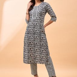 all about you Ethnic Motifs Printed Regular Straight Kurta with Trousers-image-83