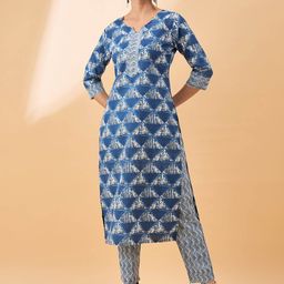 all about you Geometric Printed Straight Kurta With Trouser-image-31