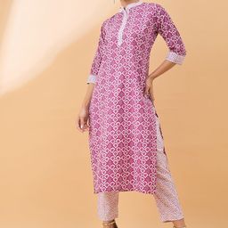 all about you Ethnic Motifs Printed Regular Straight Kurta with Trousers-picture-51