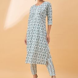 all about you Ethnic Motifs Printed Regular Straight Kurta with Trousers-picture-41