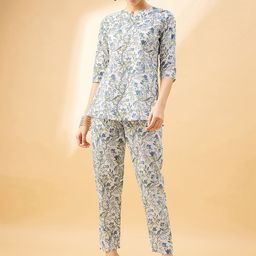 all about you Floral Printed Round Neck Top With Trousers-picture-13