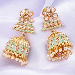 Sukkhi Gold-Plated Dome Shaped Jhumkas Earrings-14