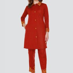 Elthia Self Design Shirt Collar Shirt With Trouser-picture-35