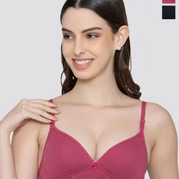 K LINGERIE Pack of 2 Orchid Plunge Neck Soft Padded Detachable Straps Low Back Bra-image-98