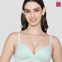 K LINGERIE Pack of 2 Orchid Plunge Neck Soft Padded Detachable Straps Low Back Bra-picture-20