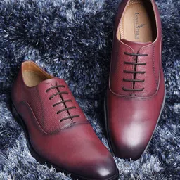 LOUIS STITCH Mens Textured Genuine Italian Leather Formal Oxford Lace Up Shoes-image-3