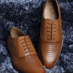 LOUIS STITCH Mens Textured Genuine Italian Leather Formal Oxford Lace Up Shoes-image-68