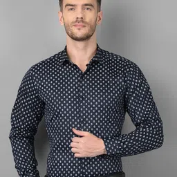 Canary London Smart Slim Fit Geometric Printed Formal Shirt-image-98