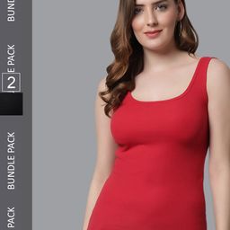 KEX Women Pack Of 2 Cotton Round Neck Camisoles TT-RN-BLKRED-586-S-image-88