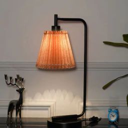 kapoor lampshades Bond Black Metal Study Table Lamp with Beige Pleated Shade-picture-26