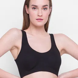 Candyskin Black Removable Padding Seamless Dry Fit Training Or Gym Bra-34