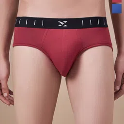 Masch Sports Pack Of 2 Antimicrobial Basic Briefs BRF-2-SOL-EI-RED-ET-BLU-35