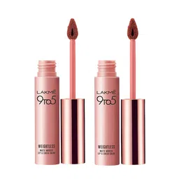 Lakme Set of 2 9 to 5 Weightless Matte Mousse Lipstick - Cocoa Soft & Burgundy Lush-1