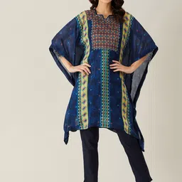 The Kaftan Company Women Navy Blue Thread Work Kaftan Kurta-picture-40