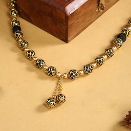 AKSHARA Black & Gold-Toned German Silver Gold-Plated Handcrafted Necklace-image-28