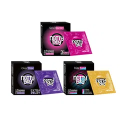 noTTy Boy Set of 3 Lubricated Condoms - OverTime + SexOmetry + Bigg Bang - 3Pcs each-41