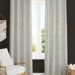 Kraftiq Homes Cream & Grey 2 Pcs Abstract Velvet Black Out Long Door Curtains-7
