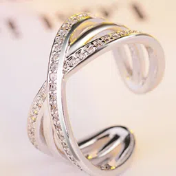 MYKI Silver-Plated Cubic Zirconia-Studded Ring-88
