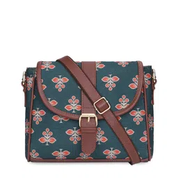 THE CLOWNFISH Women Green Floral Printed Structured Satchel-39