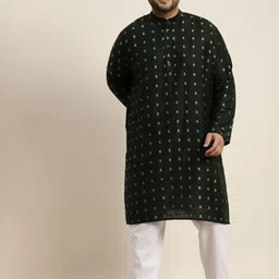 SOJANYA PLUS Men Dark Green Material: 80% Cotton, 20% Silk Machine-wash-picture-11