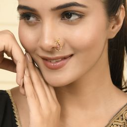Silvermerc Designs Gold Plated Cubic Zirconia Ring Nosepin-15