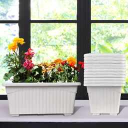 Kuber Industries Marble Jupitar White 12 Pieces UV-Protected Planters-image-29