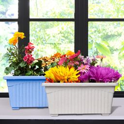 Kuber Industries Blue & White 2 Pieces Textured Lightweight Planters-image-60