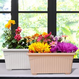 Kuber Industries White & Peach-Colored 12 Pieces Textured Lightweight Planters-image-2