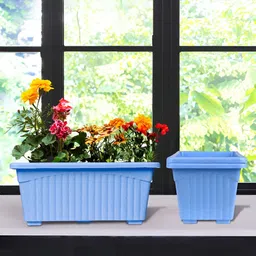 Kuber Industries Blue 3 Pieces Marble Finish Planters-image-81
