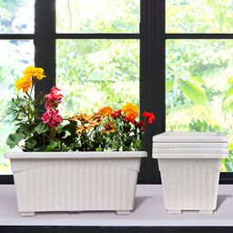 Kuber Industries White 5 Pieces Textured Lightweight Marble Jupitar Planters-image-45