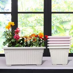 Kuber Industries White & Pink 6 Pieces Textured Lightweight Planters-image-97