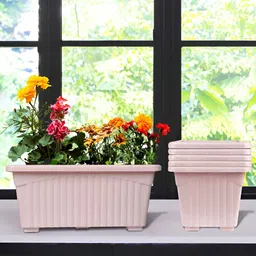 Kuber Industries Pink 6 Pieces Textured Lightweight Planters-21
