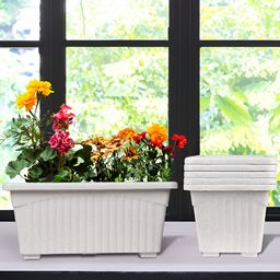 Kuber Industries White 6 Pcs Marble Jupitar Textured UV-Protected Planters-image-37