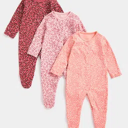 mothercare Infant Girls Set Of 3 Pure Cotton Sleepsuits-13