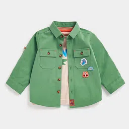 mothercare Infant Boys Green Printed Pure Cotton Casual Shirt with Tshirt-image-45