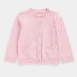 mothercare Infant Girls Pink Heart Shaped Pockets Cardigan-image-57