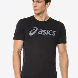 ASICS Silver Men Black Typography Printed Running T-shirt-image-37