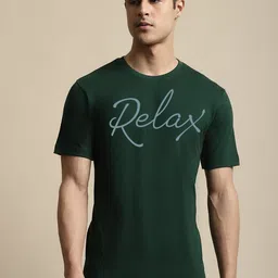 Miaz Lifestyle Typography Printed Short Sleeve Round Neck Running Pure Cotton T-shirt-image-77