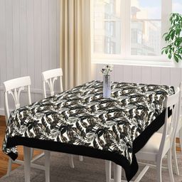 SHADES of LIFE Black Cotton Printed 4 Seater Dining Table Cover-image-83