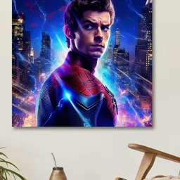 SAF Blue & Red Wooden Framed Spiderman Canvas Wall Painting Wall Art-image-89