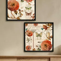 Art Street Set of 2 Orange Garden Theme Canvas Painting Wall Art-image-83