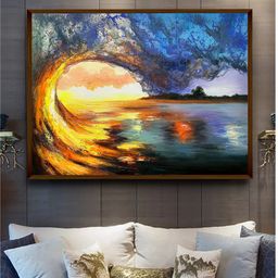 The Art House Blue & Orange Abstract Painting Wall Art-image-4