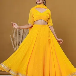 HOUSE OF JAMOTI Striped Ready to Wear Lehenga & Blouse With Dupatta-picture-54