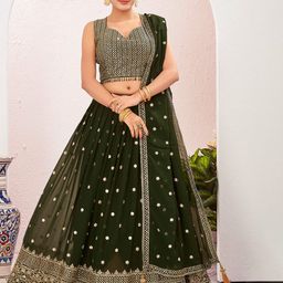 Chandbaali Embellished Beads & Stones Ready To Wear Lehenga & Blouse With Dupatta-image-25