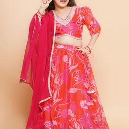 Bitiya by Bhama Embroidered V-Neck Ready to Wear Lehenga & Blouse With Dupatta-picture-54